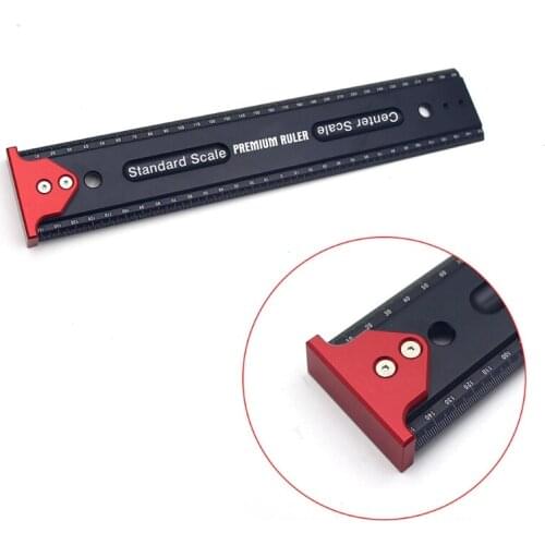 High Precision Measuring Ruler with Hook Stop Level Home Multifunctional Scribe Woodworking Tool