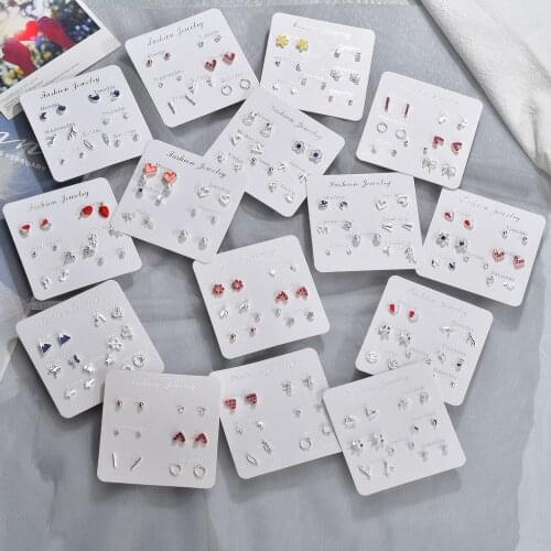 YADA 6 PCS/SET Trendy Geometric Stud Earring For Girls Crystal Statement Auger DIY Earring Jewelry Sweet Fruit Earrings ER200076