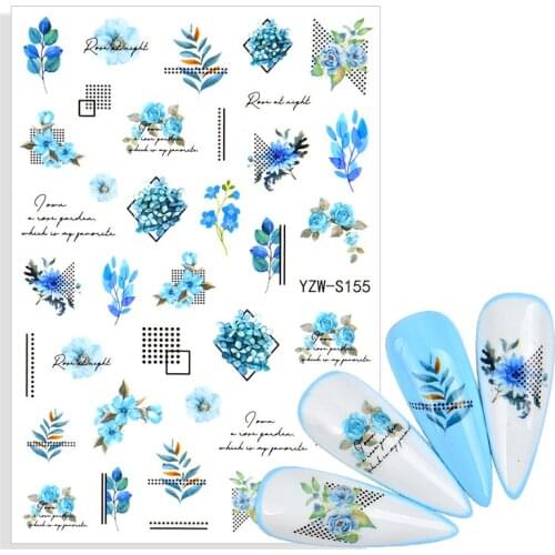 1 Sheet 3D Floral Nail Art Self-adhesive Stickers Dried Flowers Leaf Manicure Decoration Tips Nail Decals Tools Wholesale
