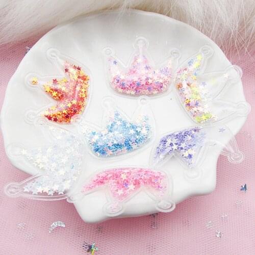 100pcs/lot Fantasy Transparent PVC crown mouse head patch applique with Stars Sequin For Clothes Cake Clip Headwear Accessories