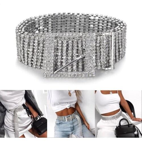 106CM Brilliant Womens Belt Waist Chain Full Diamond Rhinestone Crystal Belt Luxury Large Party Waist Belt Accessory Size Hot