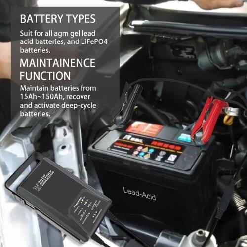 12V3.8ALead-Acid GEL AGM Lithium Iron Battery Motorcycle Car 9-Stage Charger Repair Battery Maintenance US Plug