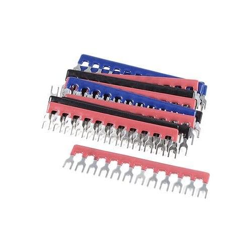 15pcs 400V 10A Fork Shape 12 Positions Barrier Terminal Block Strip