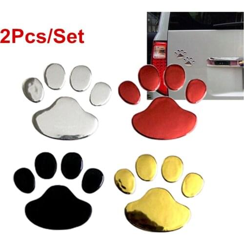 2Pcs/Set Car Sticker Cool Design Paw 3D Animal Dog Cat Bear Foot Prints Footprint Decal Car Stickers Silver Gold Red
