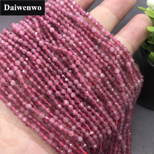 3/4mm Red Tourmaline Small Bead Natural Stone Faceted Cut DIY Gem