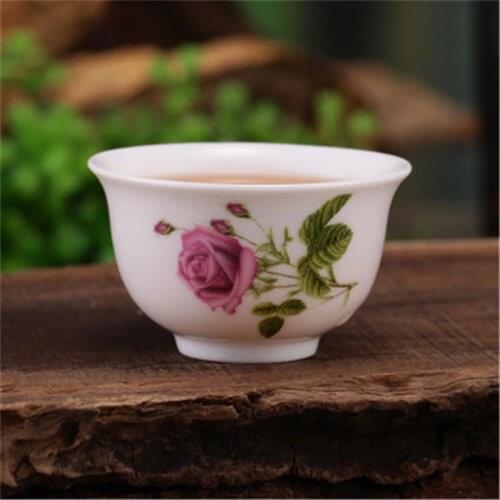 4pcs/lot Mini cup 20ml China porcelain tea cup floral pattern in-glaze decoration Chinese cup of tea small size kungfu cups rose
