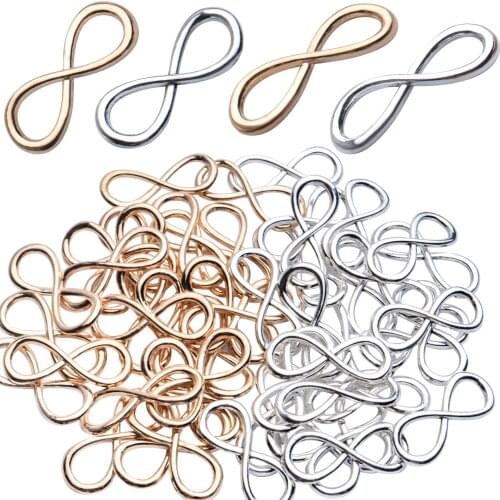 Infinity Connector Charms,50pcs Infinity Symbol Connectors Alloy Infinity Link Charms Silver and Golden for DIY Bracelet,32x13mm