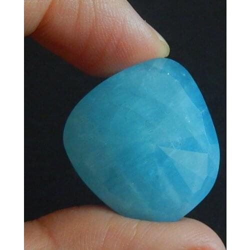 AAA Blue Aquamarine Faceted Gemstone Necklace Pendant Cabochons,25x24x12mm,11.1g