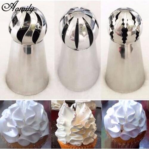 Aomily 3Pcs/Set Russian Flower Cake Sugarcraft Decorating Icing Piping Nozzles Pastry Tools Cupcake Making Helper Bakeware Tools