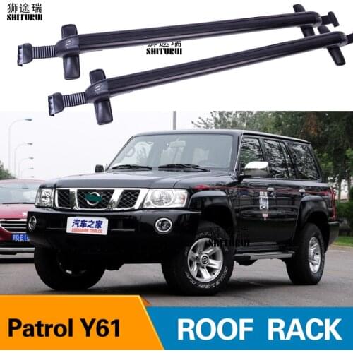 2Pcs Roof bars For NISSAN Patrol Y61 2005-2013 Without railing Crew Aluminum Alloy Side Bars Cross Rails Roof Rack Luggage