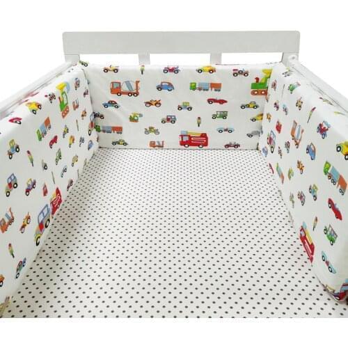 Print Baby Bed Bumper Double-faced Detachable Newborn One-piece Crib Around Cot Protector Kids Room Decor 200cm