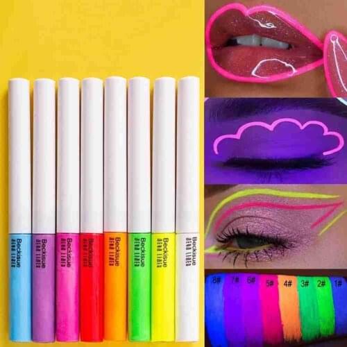 Shiny Eye Liner Waterproof Pigment Neon Makeup Long Lasting Liquid Glitter UV Eyeliner Fluorescence Beauty Make Up Cosmetics