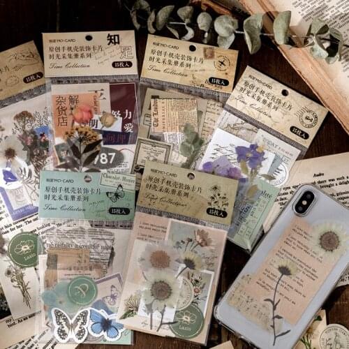 15pcs Time Collection Paper Card Scrapbooking/Card Making/Journaling Project DIY Retro Phone Hangtag with Hole Cards
