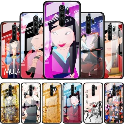 Disney Princess MuLan for Xiaomi Redmi K40 K30 K20 Pro Plus 9C 9A 9 8A 7 Luxury Shell Tempered Glass Phone Case Cover