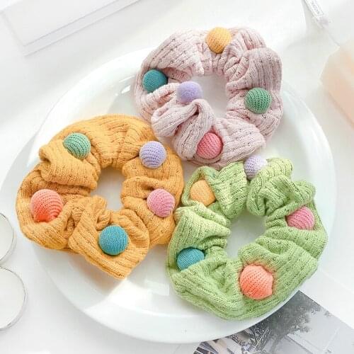 Children Cute Sweet Ball Elastic Hair Bands Girls Lovely Ponytail Holder Colorful Scrunchies Rubber Bands Kids Hair Accessories