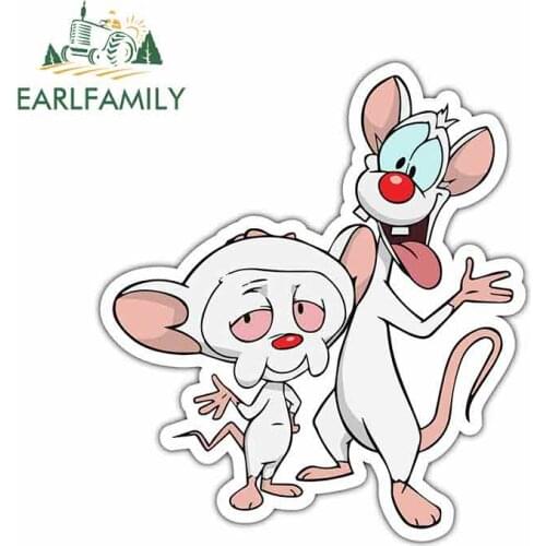 EARLFAMILY 13cm x 11.6cm Funny Car Stickers for Pinky and The Brain JDM Racing Car DIY Decals Cartoon Anime Creative Car Wrap