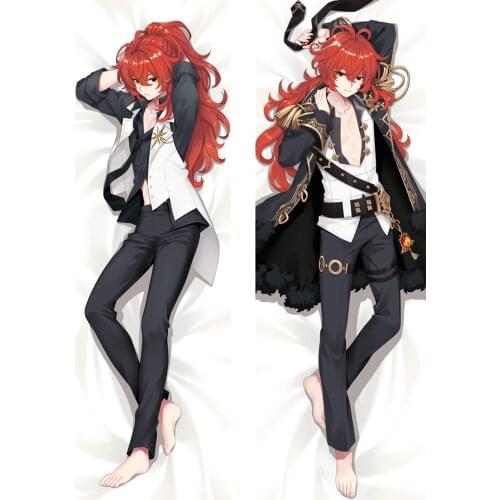 Game Genshin Impact Dakimakura Diluc Ragnvindr Hugging Body Pillow Case Anime Otaku Throw Bedding Cushion Pillowcase Peachskin