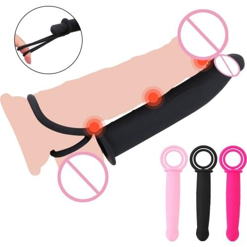 Penis Ring Double Penetration 10 Modes Prostate Massage Strap On Penis Dildo Vibrator Vibrator Sex Toys For Couples