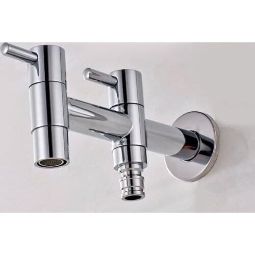 Brass double handle Cold Water Faucet, Wall Mounted Basin Tap bibcock Cold Faucet SC316