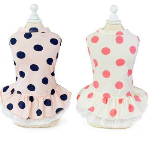 Summer Dog Dress Cute Dot Print Pet Clothes Sleeveless Sweet Dresses For Chihuahua Pug Pet Wedding Princess Skirt Clothing