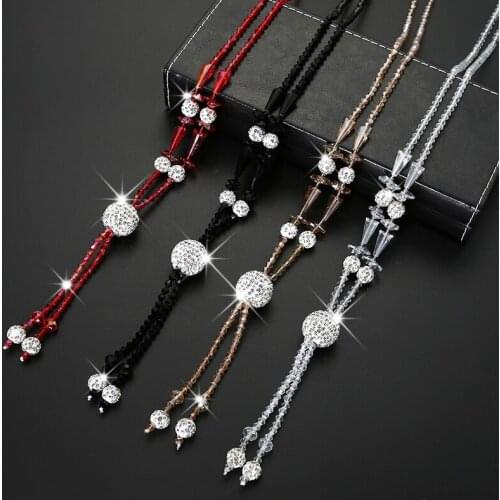 2020 new shining crystal necklace elegant fashion kpop long ball sweater womens clothing accessories manufacturers wholesale