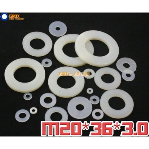 50 Pieces M20 x 36 x 3.0mm Nylon Flat Washer Insulation Washer