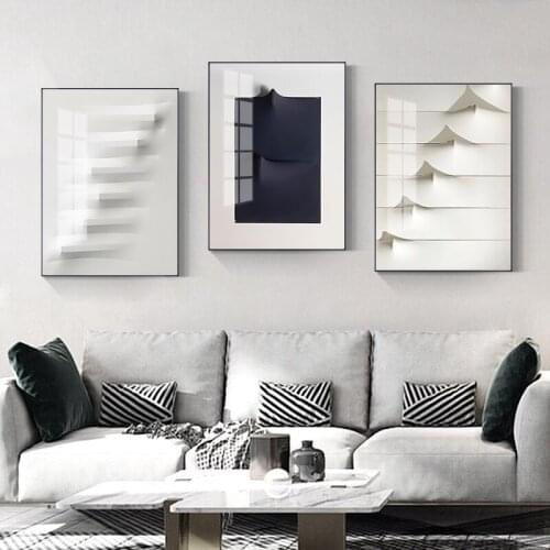 Simple and modern northern Europe abstract black and white grey sitting room murals poster print canvas decorative picture