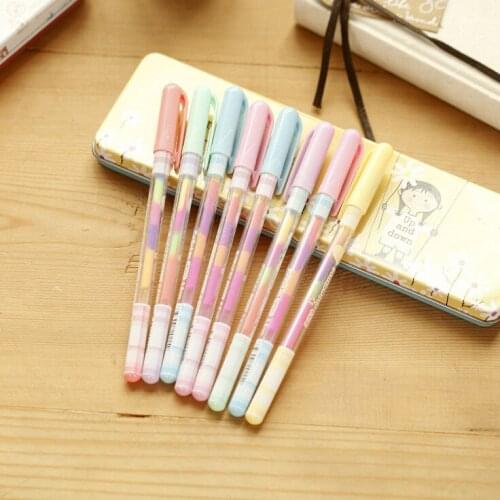 1PC 6 Colors Rainbow Gradient Graffiti Gel Pen Plastic Writing Pen For Kids Students School Office Stationery