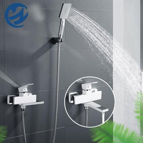 Brass White Chrome Bathtub Faucet Bathroom Faucet Mixer Faucet Rotatble Spout Faucet Tap Hot Cold Mixer Crane Shower Faucet Taps