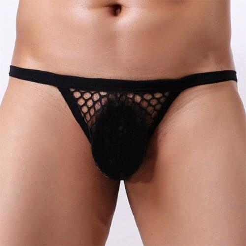 2PCS Mens Large Mesh Sexy Underwear Fishnet Thong Sexy Temptation U Convex Hollow Mesh Thong Mens Thong