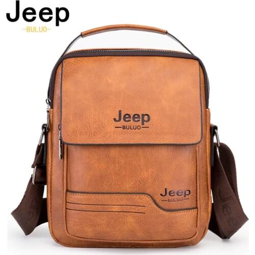 JEEP BULUO PU Leather Mens Shoulder Bag Vintage Messenger Bags Male Bolsos Crossbody Bags Quality Men Travel For Phone