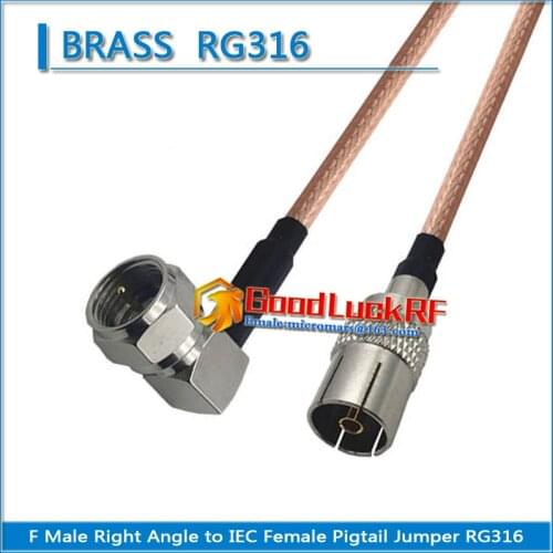 TV F Male Right Angle 90 Degree to IEC Female Plug Pigtail Jumper RG316 extend Cable Type L 50 ohm Low Loss High-quality