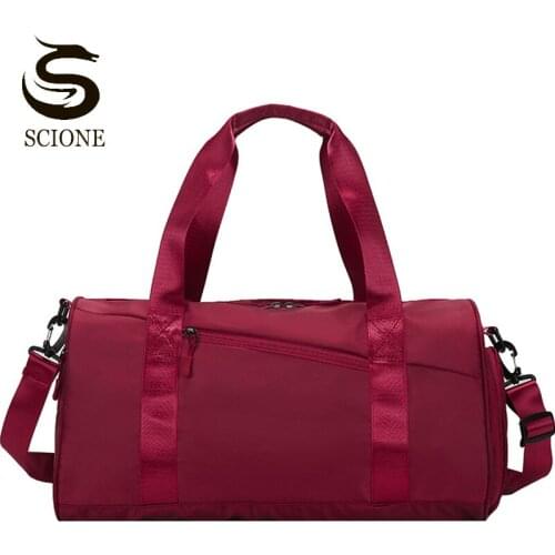 Unisex Sports Gym Bags Dry Wet Separation Oxford Fitness Bag With Shoes Pockets Travel Handbags Solid Color Shoulder Bag XA202M
