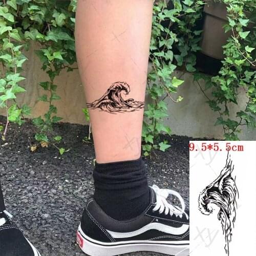 Waterproof Temporary Tattoo Sticker Sea Waves Spindrift Element Small Size The Body Art Flash Tatoo Fake Tatto for Woman Men