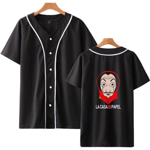 La Casa De Papel Women/Men Baseball T Shirt TV Series Money Heist Baseball Uniform Short Sleeve House of Paper Baseball Jersey