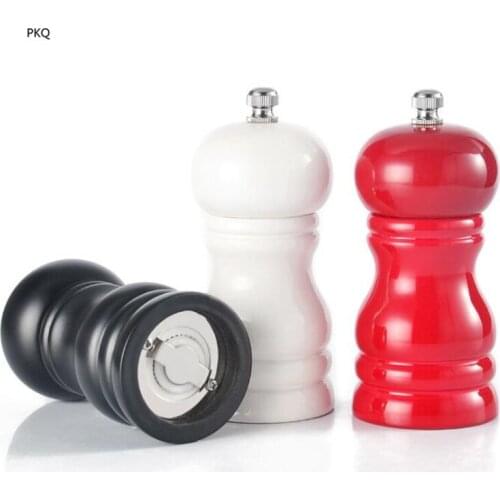 1pcs Pepper Mill Black Red White Hand Movement Manual Wooden Pepper Spice Salt Grinder Mill