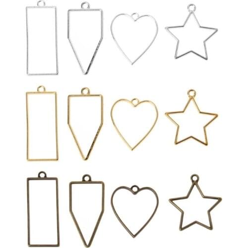 10Pcs Frame Pendant Open Back Bezel Geometric Hollow Frame Resin Jewelry Making