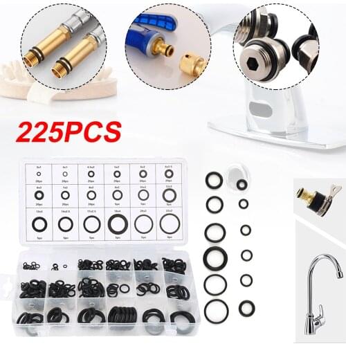 225Pcs Rubber O Ring Oil Resistance O-Ring Washer Seals Watertightness Assortment Different Size With Plactic Box Kit Set