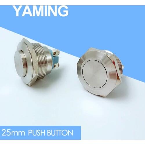 25mm Metal Stainless Steel Push Button Switch Waterproof IP65 Momentary Reset Doorebll Bell Horn High Head/Flat Round