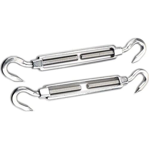 2pcs M8 Turnbuckle Wire Tensioner, 304 Stainless Steel Hook Rope Cable Tension Set for Heavy Duty Sun Shade Sail Fixing Kit (T
