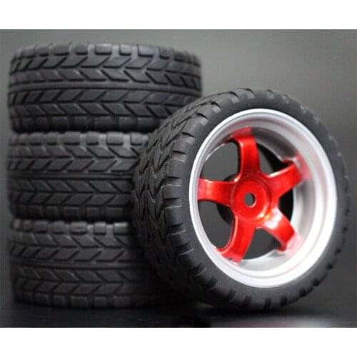 4pcs 1/10 RC Soft Rubber Touring Tire Tyre Wheel Rim
