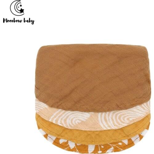 Moonbow Baby 4pc/Set Baby Bibs 100%Cotton Newborn Snap Button Soft Towel Feeding Drool Bibs