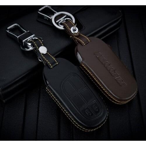 ABAIWAI Car Accessories For Dodge Key Chain Leather Cover Holder Decoration Interior Supplies Modification Auto Part Car-Styling