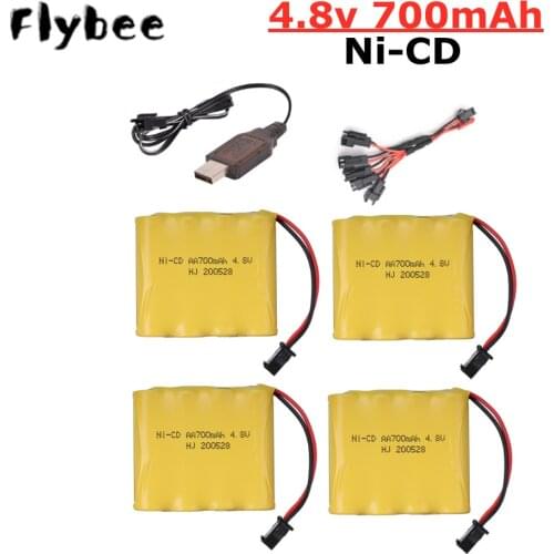 Ni-CD 4.8v Battery + USB Charger For Rc toys Cars Tanks Robots Boats Guns 4* AA 700mah 4.8v Rechargeable Battery Pack