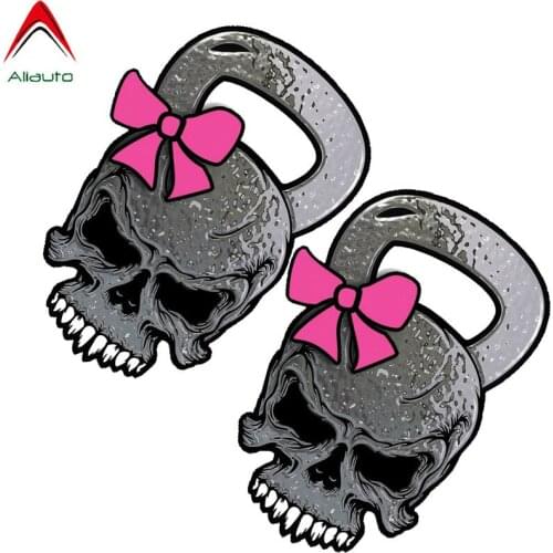 Aliauto 2 X Car Accessorie Skull Kettlebell Crossfit Cross Fit Train Gym Workout Decal Car Sticker for Motorcycle 12.5cm X 9cm