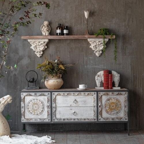 American Country Retro Old Carved Audio-visual Cabinet Homestay Creative Decoration TV Wedding Shooting Props