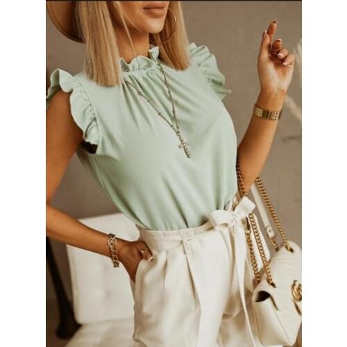 Womens Blouses Summer White Top Ruffles Sleeveless Loose Tops For Women Clothing 2021 Blouses Femme Blusas Y Camisas Y2K Shirts