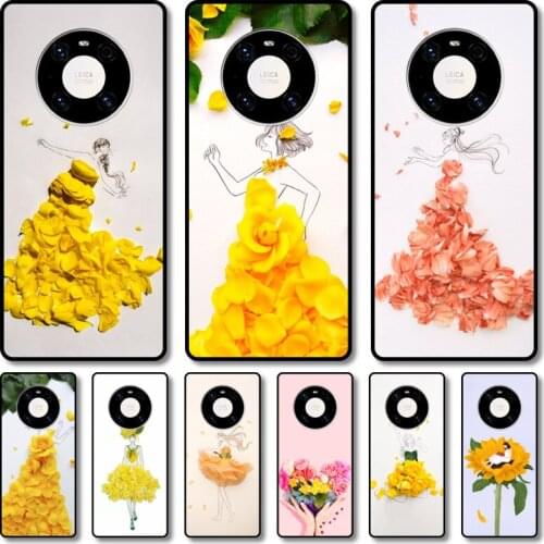 Features flowers Phone Case For Huawei mate 40 30 10 20 40 8 9 Lite Z Pro RS black cell shell