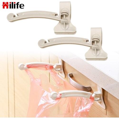 For Storage Bag Plastic Trash Hanger Racks Cupboard Door Hanging Holder 2/4/6 Pcs Pack Kitchen Cabinet Garbage Bags Hooks