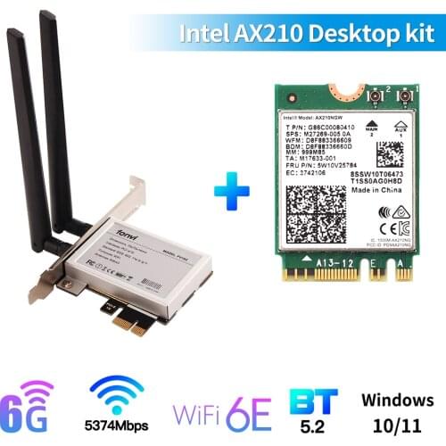 Dual Band 3000Mbps AX210 Wi-Fi 6 E Wireless Adapter 802.11ac/ax Bluetooth 5.2 Intel AX210 Wifi Wlan Card For Desktop PC Win 10